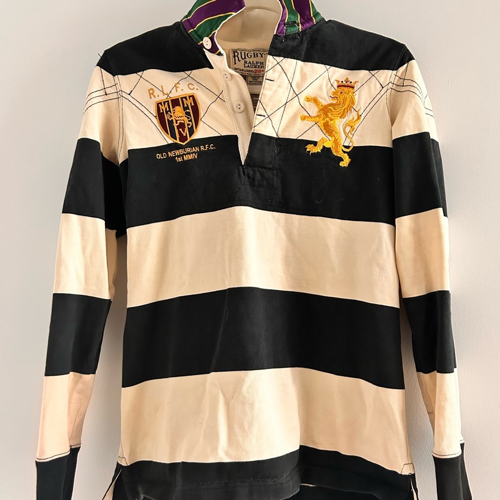Rugby Ralph Lauren Black and Cream Striped Unisex Shirt